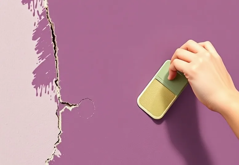 Ponçage et rebouchage des fissures avant mise en peinture